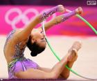 The gymnast are Son Yeon-jar doing its hoop exercise