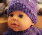 A doll face baby, hat, Wool Sweater