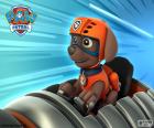 Zuma loves the water and dives into action in his hovercraft. PAW Patrol