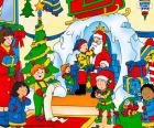 Caillou and his friends with Santa Claus