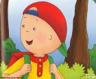 Caillou happy on the way to school