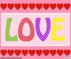 Card with the word LOVE and hearts