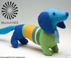 Logo and mascot of the Olympic Games in Munich 1972, Waldi, where participated 7134 athletes from 121 countries