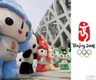 Logo and the mascots of the Beijing 2008 Olympic Games, Beibei, Jingjing, Huanhuan, Yingying and Nini, where participated 10942 athletes from 204 countries