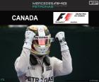 Lewis Hamilton celebrates his second victory of the season at the 2016 Canadian Grand Prix