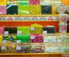 Candy store with compartments for each type of sweet