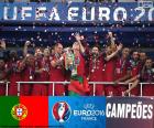 Portugal champion of the UEFA Euro 2016 after beating France 1 - 0 in extra time