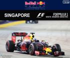 The Australian driver Daniel Ricciardo, second in the 2016 Singapore Grand Prix with its Red Bull