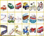 The main means of transportation: aquatic, terrestrial and aerial. So the children can learn