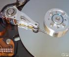 Interior of a disk hard. For the storage of digital data. The first hard drive was invented by IBM in 1956