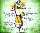 Puzzle where you will discover the ingredients and quantities for preparing a Piña Colada