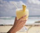 A glass of Pina colada cocktail ideal for summer