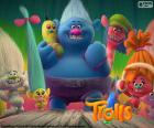 Several of the characters of the animated film Trolls