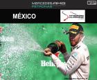 Lewis Hamilton celebrates his eighth win of the season in the Grand Prix of Mexico 2016