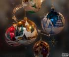 Five Christmas balls