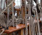 Ropes and pulleys of boat