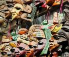 Maya wooden masks. They represent the faces of their gods and rulers