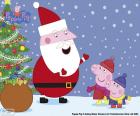 Peppa Pig and George talking with Papa Noel, in Christmas