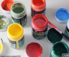 Tempera in various colors. The tempera are the classical paintings to water, ideal for school