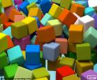 Colored cubes. A cube or regular hexahedron, is a polyhedron from six square faces