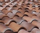 Sloping roof of ceramic roof tiles