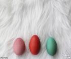 Three painted eggs