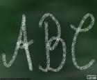 A blackboard with the capital letters A, B, C