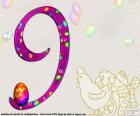 The number nine with decoration of Easter, the number 9