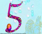 The number five with decoration of Easter, number 5