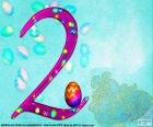 The number two with decoration of Easter, number 2