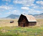 A granary in the middle of the field, are used for storing grain