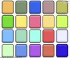 Twenty squares of different colours arranged in lines