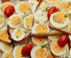 A delicious toast hard-boiled egg with tomato