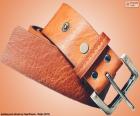 A belt of leather with metal buckle
