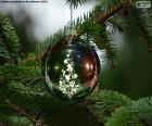 A beautiful Christmas decorated with a Christmas tree ball