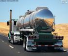 A tank truck on road, used for the transport of liquids, chemical products and fuels