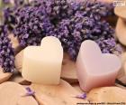 Two hearts with lavender