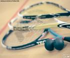Three rackets and two balls squash