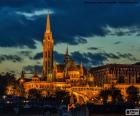 Matias Church at night, a Catholic Christian Church located in the city of Budapest, Hungary