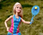 Barbie playing tennis