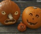 Three Halloween Pumpkins