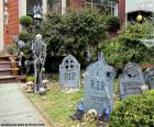 Garden decorated for Halloween