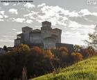 The castle of Torrechiara is located on the Hill of Torrechiara, very close to the population of Langhirano, Italy