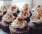 Chocolate cupcakes decorated with a icing