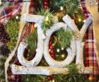 Beautiful Christmas ornament with the word "JOY", joy for everyone for Christmas parties