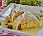 A delicious Apple Strudel, a typical cake from countries such as Germany, Austria, Czech Republic, Hungary