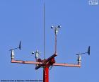 An anemometer is a meteorological instrument used to measure wind speed