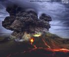 A volcanic eruption is an emission of materials from the interior of the Earth such as lava, ash and toxic gases