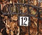 A number twelve in an iron door