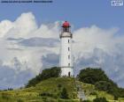 Dornbusch lighthouse is located on Hiddensee Island on the Baltic Sea coast, Germany